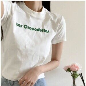 Lacoste x Bandier Les Crocodelles White Graphic T-Shirt Women's Size 42 Large
